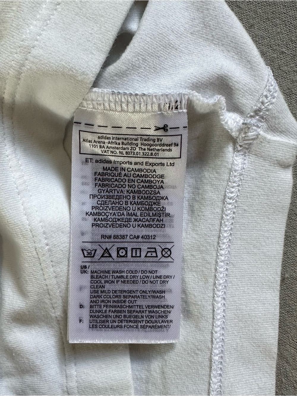 Adidas Originals White Cropped Three Stripe T-Shirt Size S - Picture 3 of 5